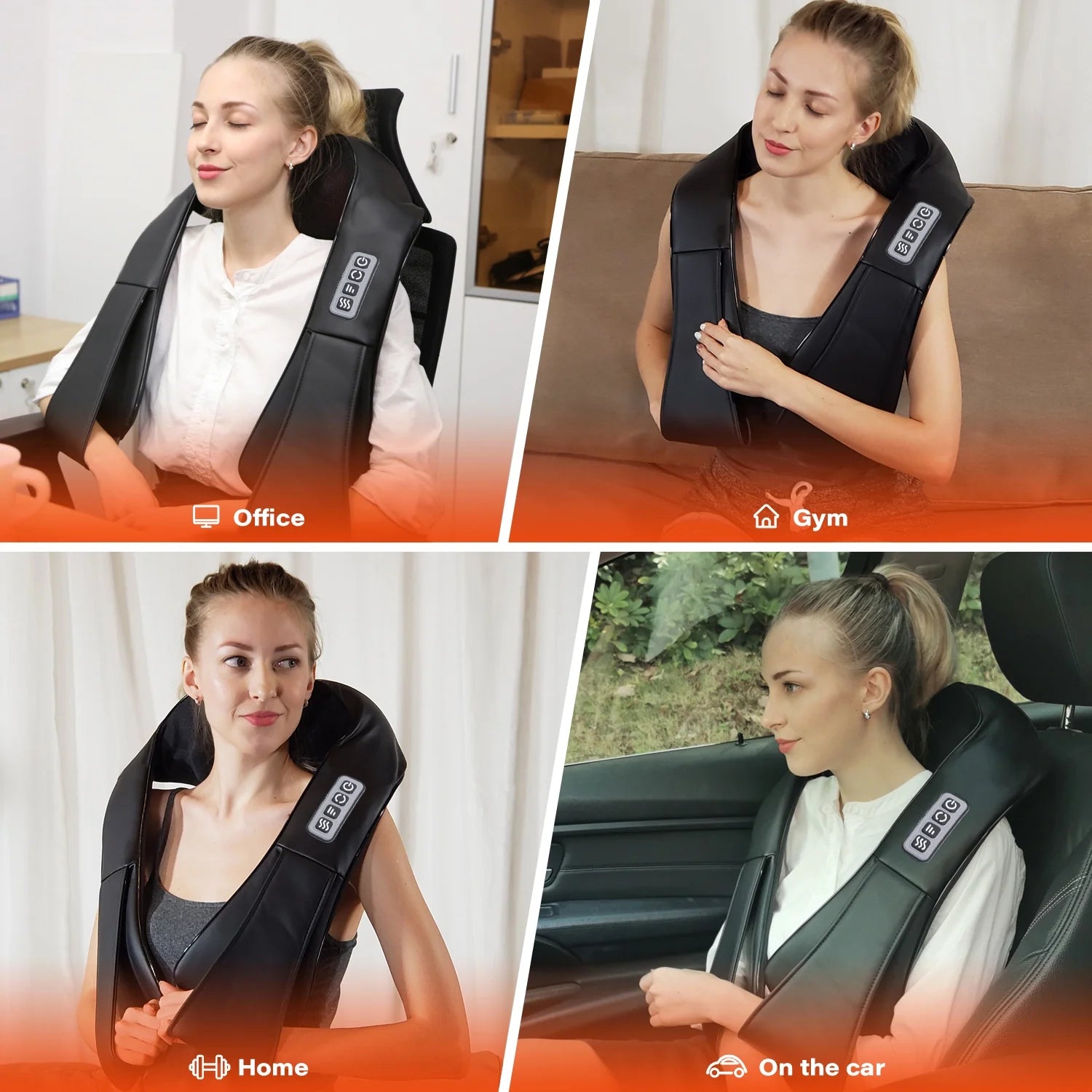 TruRelief Neck Shoulder and Back Massager with Heat, Electric Deep Tissue 4D Kneading Massage