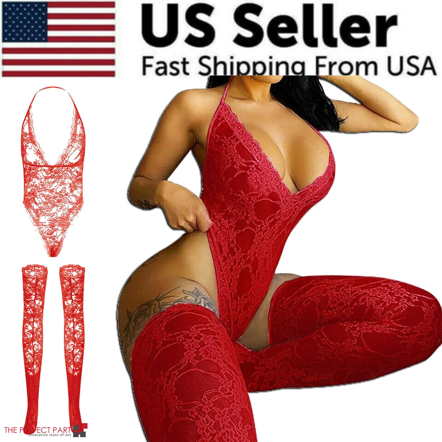 Seductive Allure Lingerie-Lacewear Sleepwear Bodysuit Dress & Plus Size