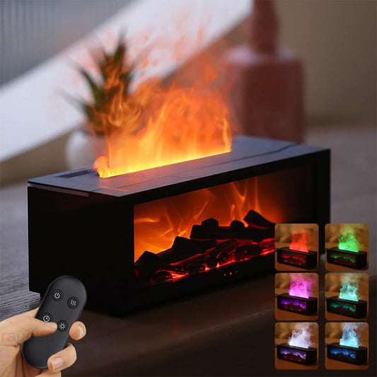 "Fireplace Humidifier with Remote Control & Aromatherapy"